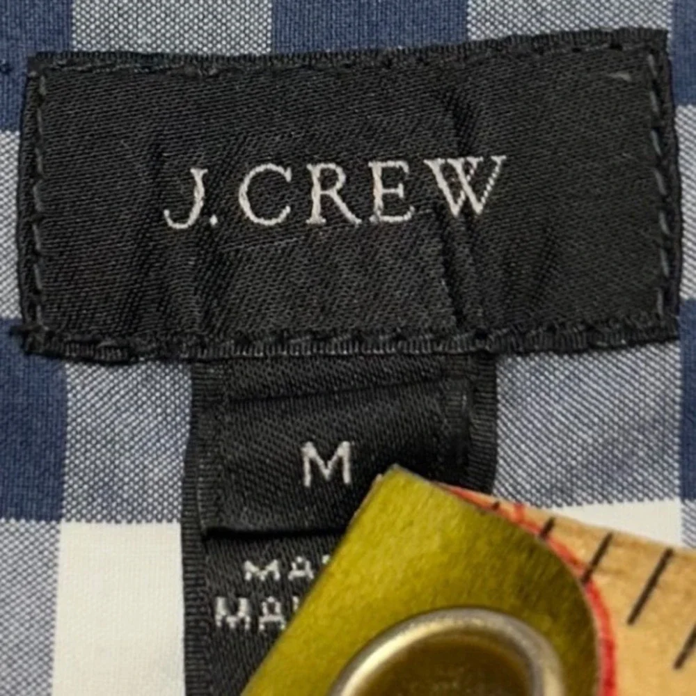 J. Crew Button Down Blue Mens Medium Gingham Long Sleeve Preppy Casual Shirt